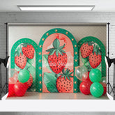 Aperturee - Aperturee Balloon Arch Strawberry Cute Cake Smash Backdrop